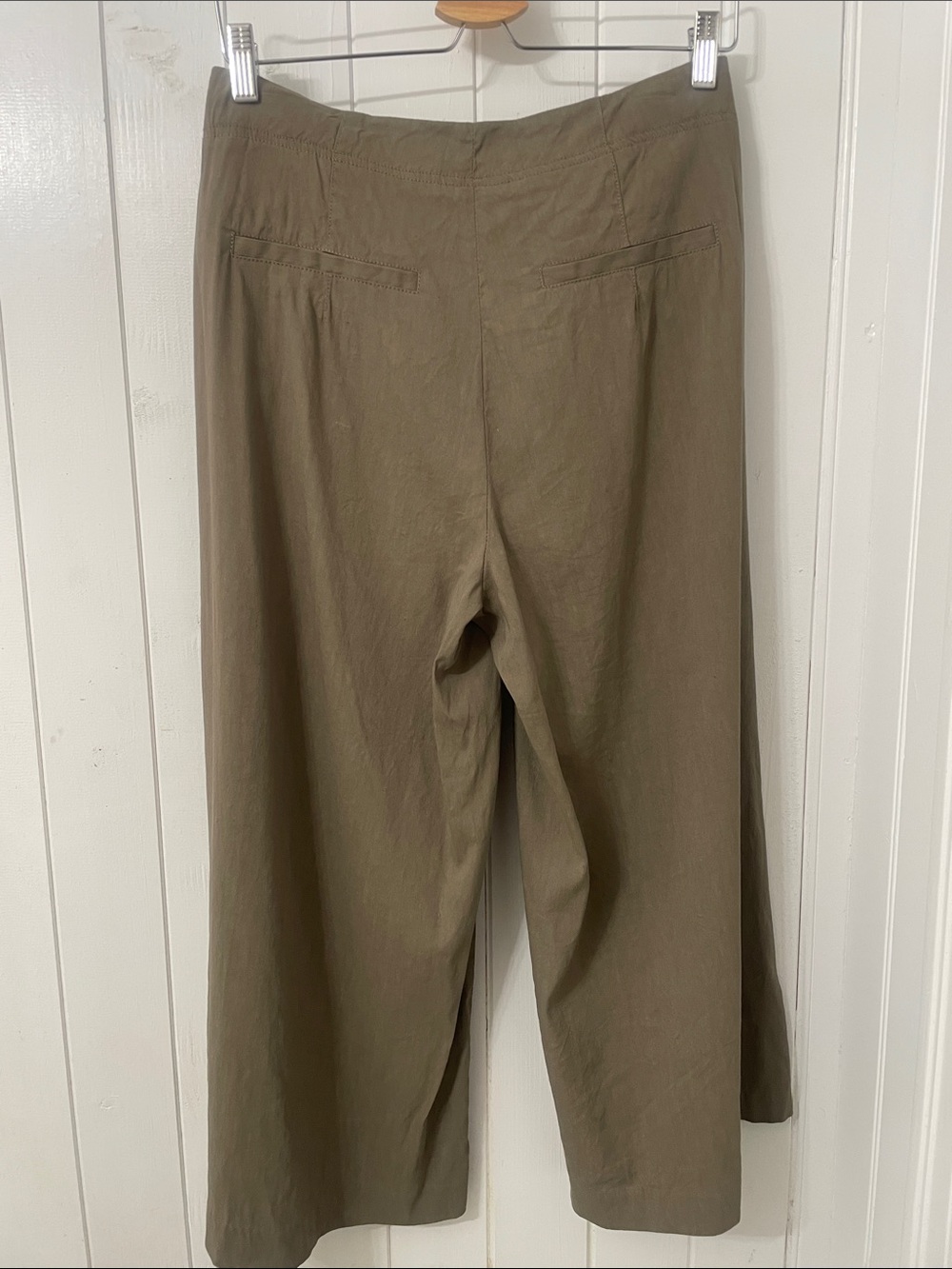 Babaton Linen Halton Olive-Tone Wide-Leg culottes/pants - 10 - Picture 6 of 9